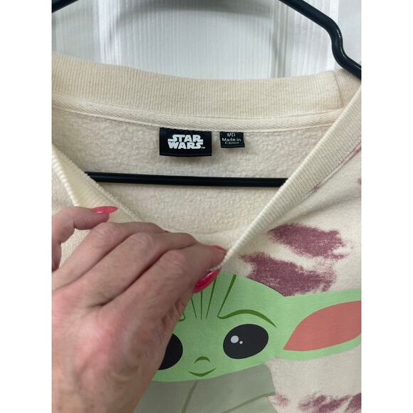 Star Wars women's medium crew neck long sleeve tie dye sweatshirt baby yoda - Picture 7 of 7
